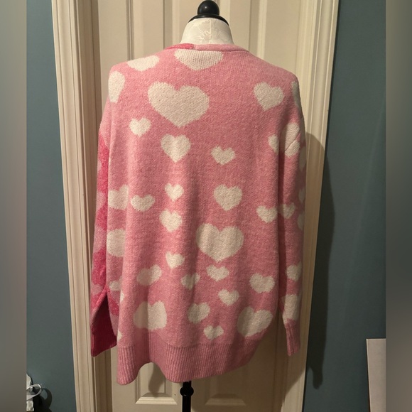NWT Pink Heart Cardigan Sweater - Picture 5 of 7